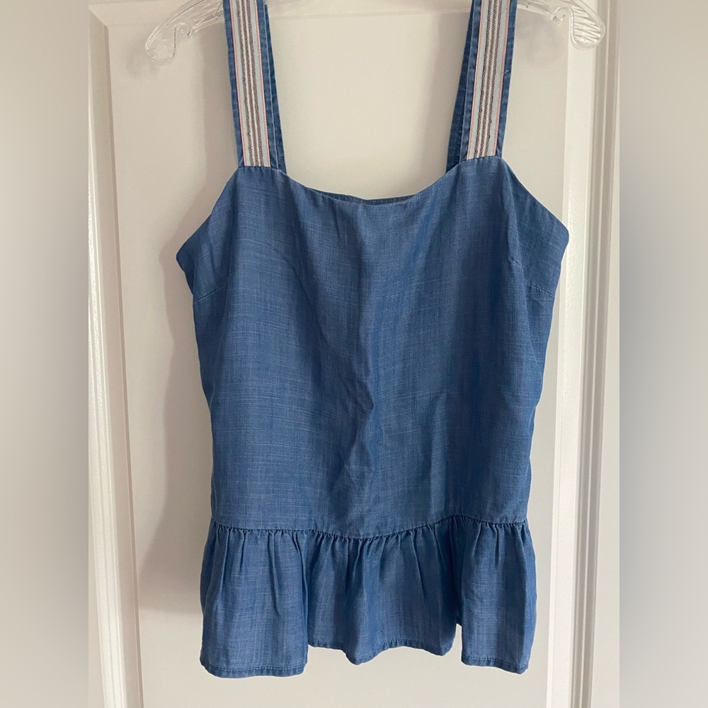 Skies Are Blue Denim Peplum Tank Size Small